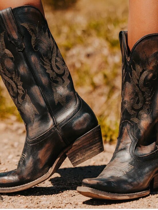 Freebird by Steven Shoes - Freebird Woody Distressed Black Western Cowgirl Cowboy Boots with Box 9